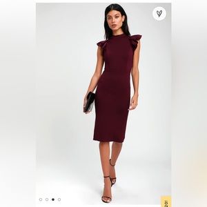 Lulu’s Backless Ruffle Bodycon Midi Dress - XS